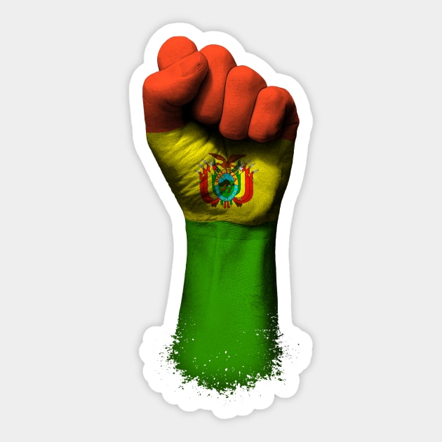 Flag of Bolivia on a Raised Clenched Fist Sticker by jeffbartels